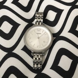 Silver fossil watch